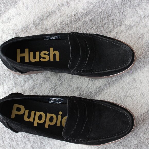 Black Hush Puppies Suede Loafers - Picture 4 of 6